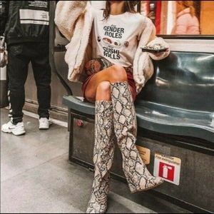 Zara snake print knee high boots